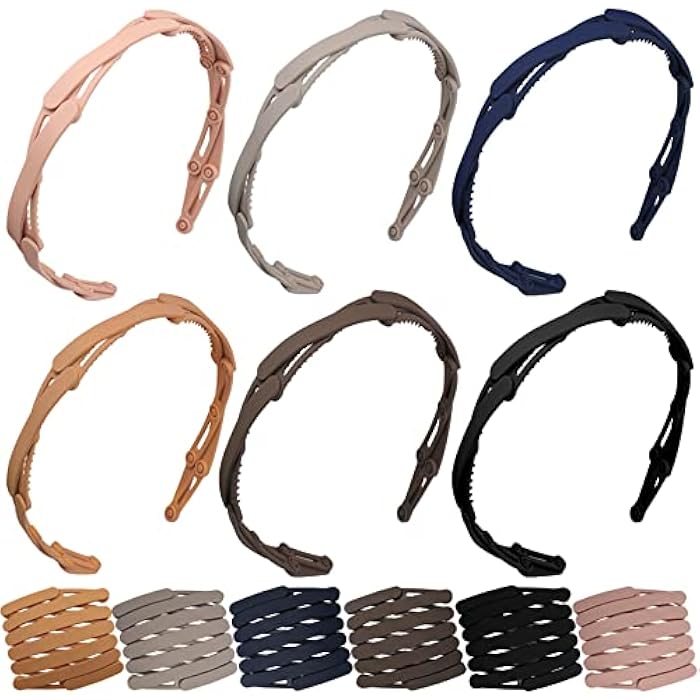 Messen 6 Pieces Plastic Headbands No Slip Teeth Comb Foldable Headband Assorted Colors Compact Portable Adjustable Hair Hoop for Women Girl Washing Makeup Travel Outdoor - Image 1